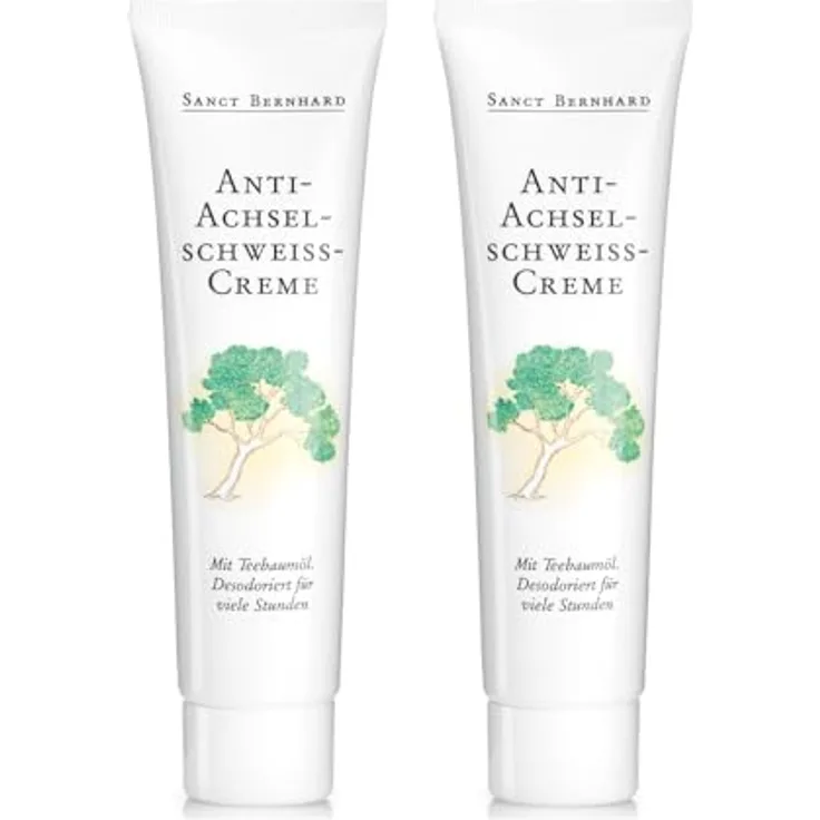 Kräuterhaus Sanct Bernhard Anti-Achselschweiß-Creme mit australischem Teebaumöl und Klappverschluss, 2x 100ml