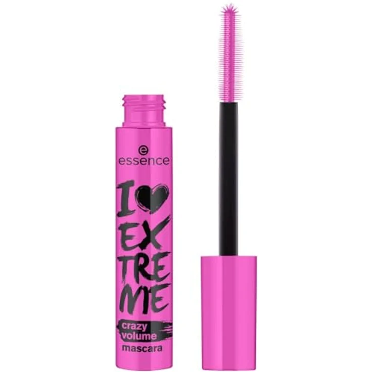 essence cosmetics I LOVE EXTREME crazy volume mascara, schwarze Wimperntusche, schwunggebend, verlängernd, volumengebend, langanhaltend, vegan, ohne Parfüm, ohne Alkohol (12ml) – Bild 1