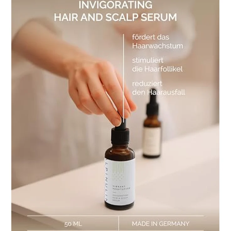 ALPINULIN Haar- & Kopfhautserum 50ml – Vegane Pflege mit Pflanzenextrakten, GHK-Cu & Alpenquellwasser gegen dünner werdendes Haar – Bild 3