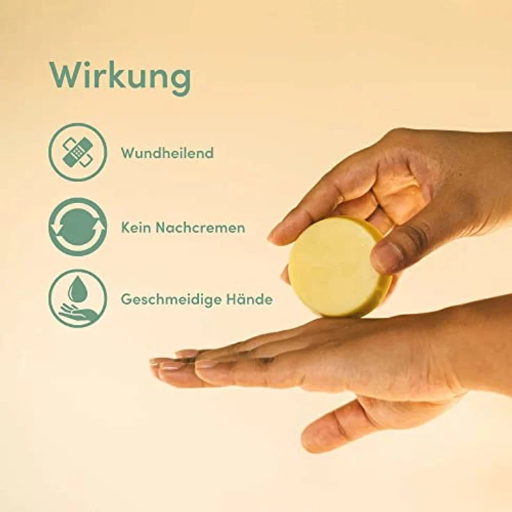 4peoplewhocare Handcreme Bio - Daumenschmaus, Feste Handcreme für trockene und rissige Hände, Aloe Vera, Bienenwachs, Olivenöl, Naturkosmetik (30g - Nachfüller) – Bild 2