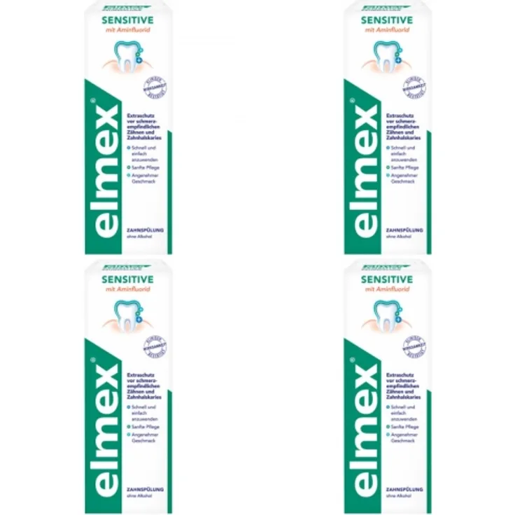 Elmex Zahnspülung Sensitive Flasche 400ml 4er-Pack