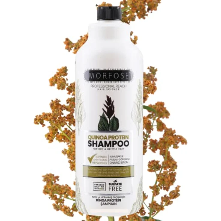 Morfose Quinoa Protein Hair Shampoo 1000ml, reparierendes Shampoo für trockenes und sprödes Haar, frei von Parabenen, Salz, SLS, SLES – Bild 2
