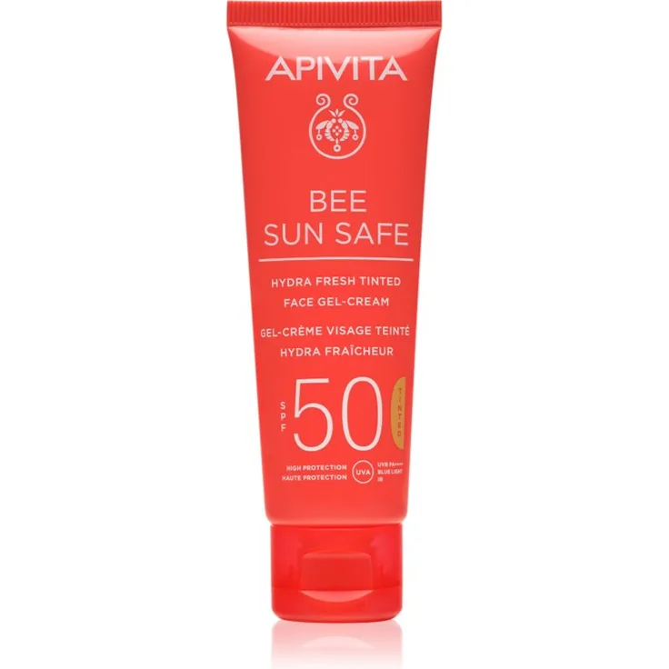 Apivita Bee Sun Safe Hydra Face Tinted Gel-Cream SPF50, getönte Gelcreme mit UV-Schutz, 50 ml