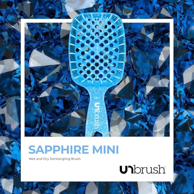 UNbrush Glitter Collection Mini Haarbürste, Detangler in Sapphire, unisex, sanftes Entwirren ohne Ziepen für unterwegs – Bild 8