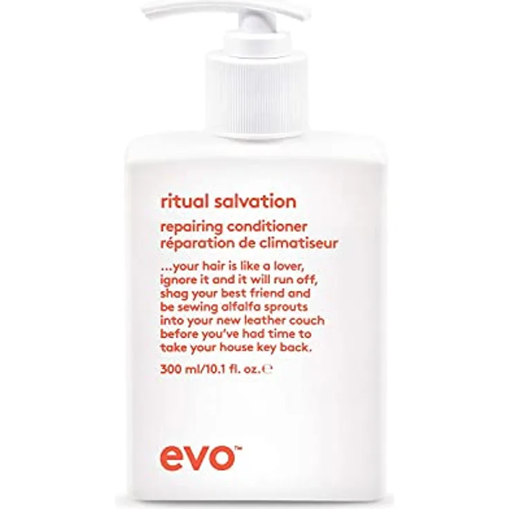 EVO ritual salvation repairing conditioner, Natürlicher für kraftloses, brüchiges und coloriertes Haar, verleiht Glanz und Geschmeidigkeit, vegan, ohne Sulfate, 300ml