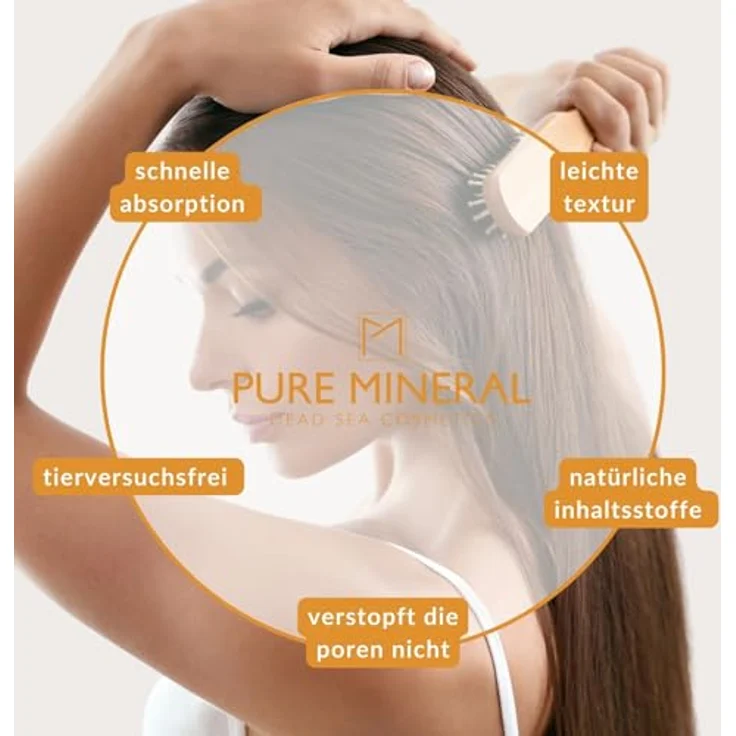 M PURE MINERAL DEAD SEA COSMETICS Pure Mineral Haarmaske mit Kokosöl, intensive Behandlung für trockenes Haar, 350ml, ohne Sulfate, Parabene, Petrolate – Bild 5