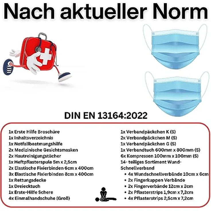 PETEX 43931013 Verbandtasche Slim kompakt Inhalt nach DIN 13164:2022, grün – Bild 2