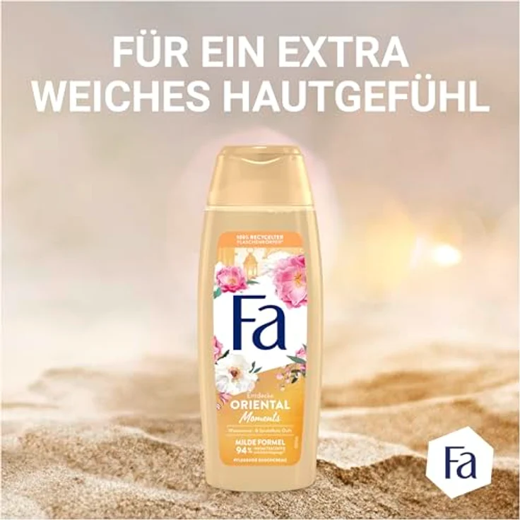 FA Duschgel Oriental Moments (1x 250ml), Pflegende Duschcreme mit 95% natürlichen Inhaltsstoffen, Wüstenrose & Sandelholz Duft – Bild 2