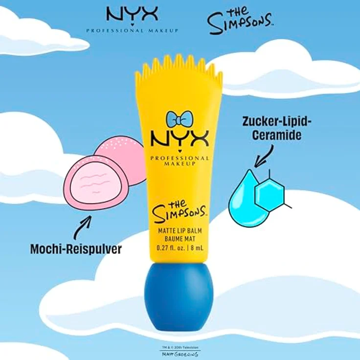 NYX Professional Makeup The Simpsons Smushy Lippenbalsam, Matt-Effekt in Peekaboo Blue, 8 ml – Bild 4