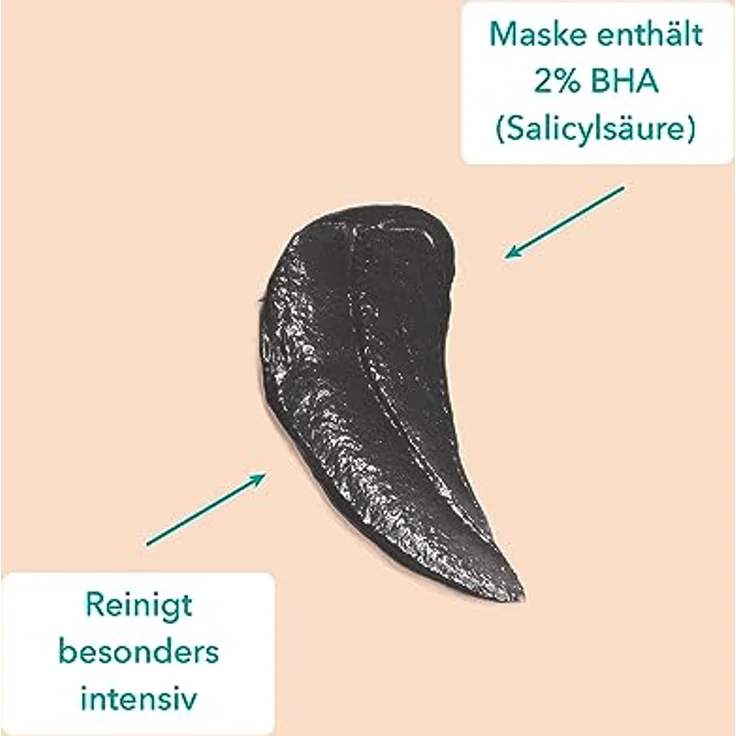 colibri skincare BHA Mask 150 ml - Aktivkohle Gesichtsmaske mit 2% BHA Salicylsäure - reinigt und verkleinert Poren - gegen Mitesser mit Totes-Meer-Salz - vegan - Made in Germany – Bild 3