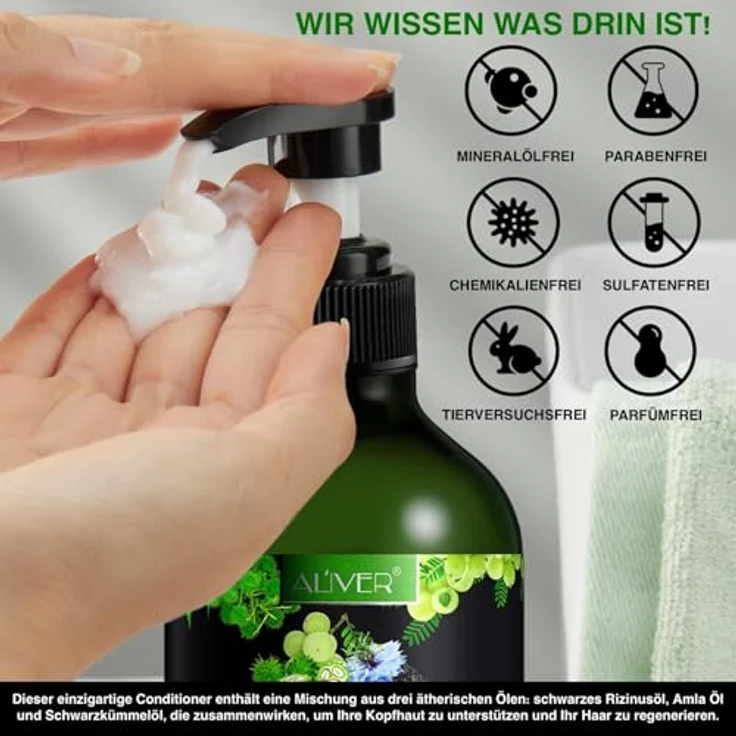 P-Beauty 3-in-1 Conditioner, Haarpflege mit Rizinus-, Amla- & Schwarzkümmelöl, 3 x 300ml, stärkt, pflegt und hydratisiert, unterstützt Haarwachstum – Bild 4