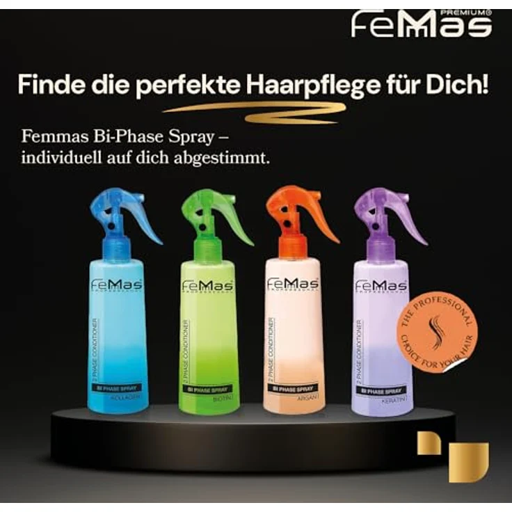 FemMas Bi-Phase Arganöl Leave In Conditioner Sprühkur 320ml, 2-Phasen Feuchtigkeitsspray für gefärbte und aufgehellte Haare, Anti-Frizz Detangler Haarpflege-Spray ohne Ausspülen – Bild 2