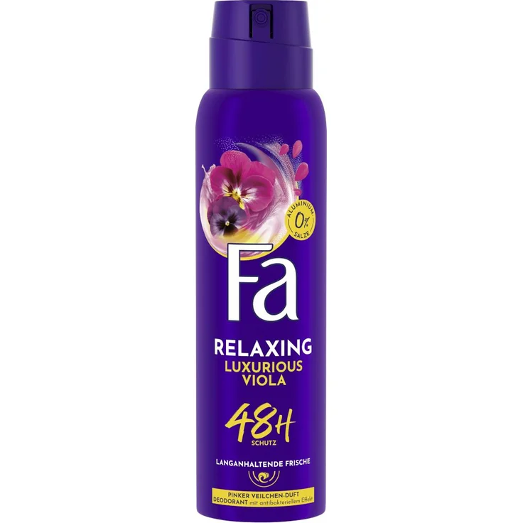 FA Deospray Relaxing Luxurious Viola, 150ml, blumiger Duft, 48h Schutz ohne Aluminium, vegan, antibakteriell