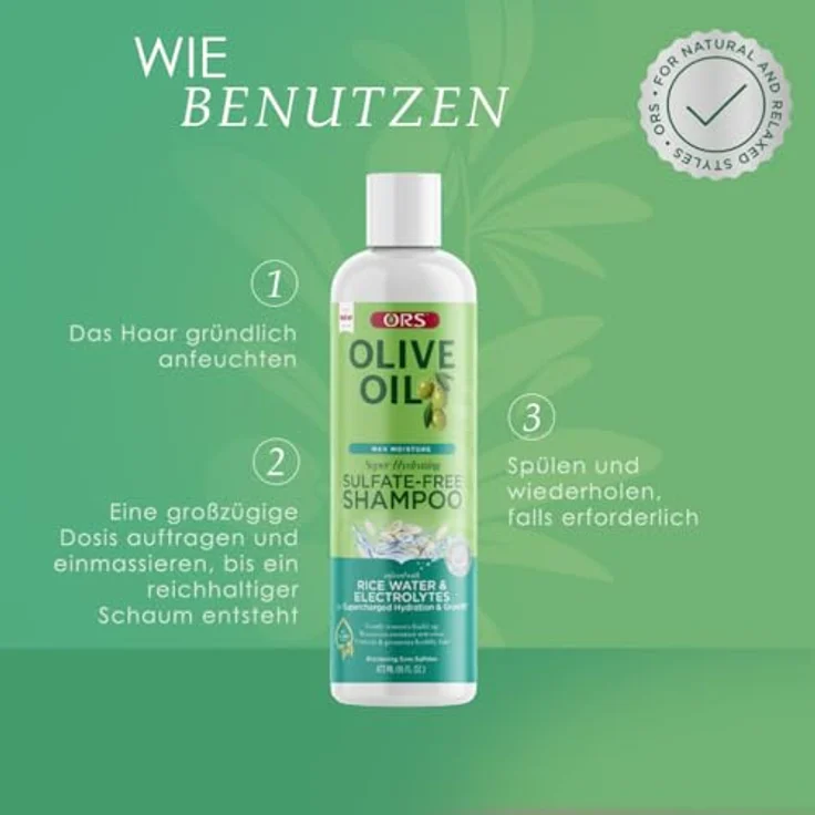 ORS Max Moisture Sulfatfreies Shampoo 473 ml - Sanft, feuchtigkeitsspendend mit Kokosbetain, Glycerin & Menthol, kühlt und beruhigt die Kopfhaut – Bild 5