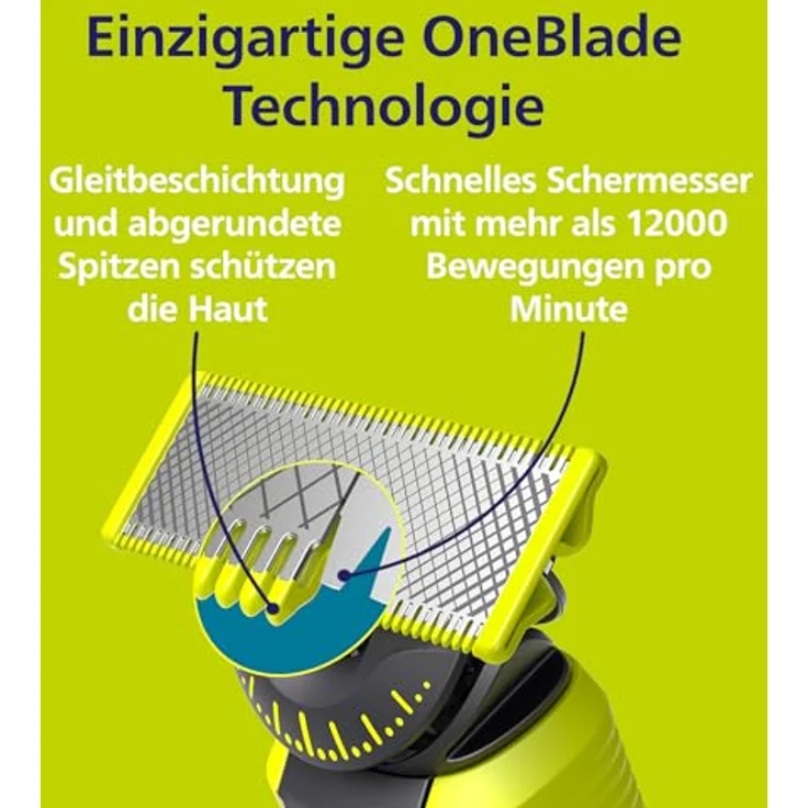 Philips Norelco OneBlade QP440/50, 360° Ersatzklinge für Rasierer, silber/hellgrün, 4 Stück – Bild 6