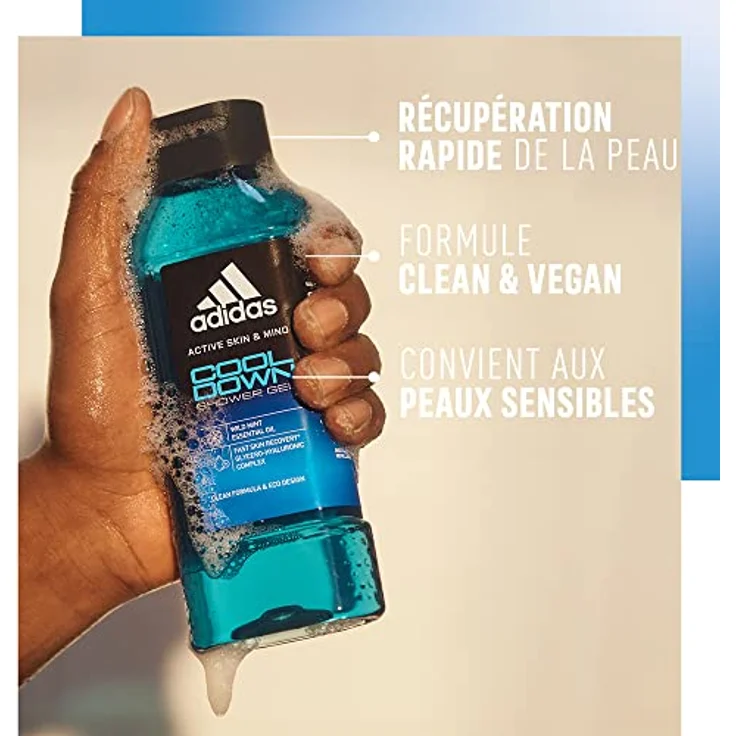 Adidas Active Skin & Mind Cool Down Shower Gel, Herren-Duschgel, 400 ml - mit ätherischen Ölen der wilden Minze - 100% recycelte Flasche – Bild 5