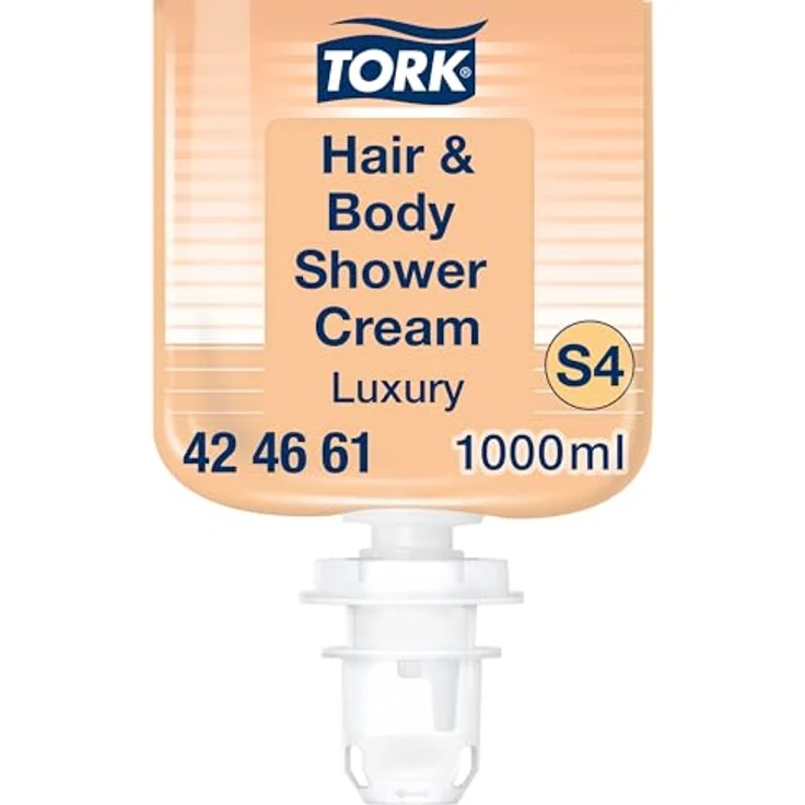 Tork luxuriöse 3‑in‑1 Hair & Body Duschcreme S4, Argan-Vanille-Duft, 1.000ml, 424661, Bernstein – Bild 1
