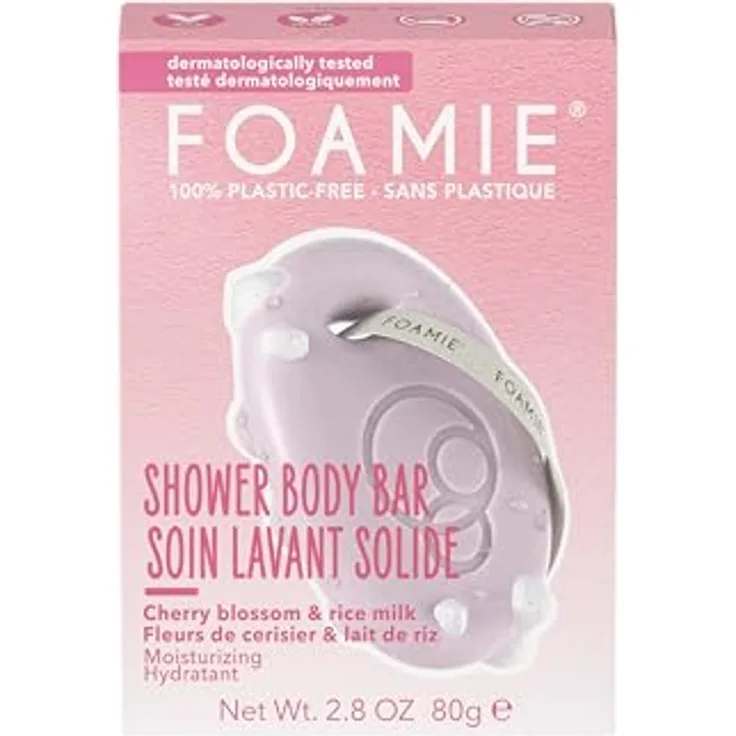 Foamie Cherry Kiss Shower Body Bar, vegane Handseife mit neutralem pH-Wert, 80 g