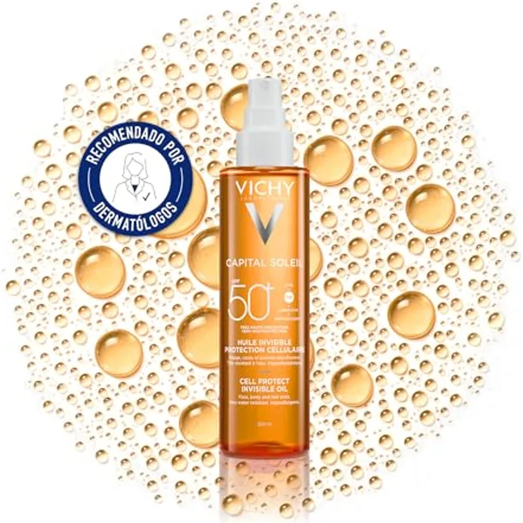 VICHY Cell Protect Unsichtbares Öl, LSF 50+, verbessert sichtbare Hautqualität, trockenes Gefühl, Capital Soleil, 200 ml