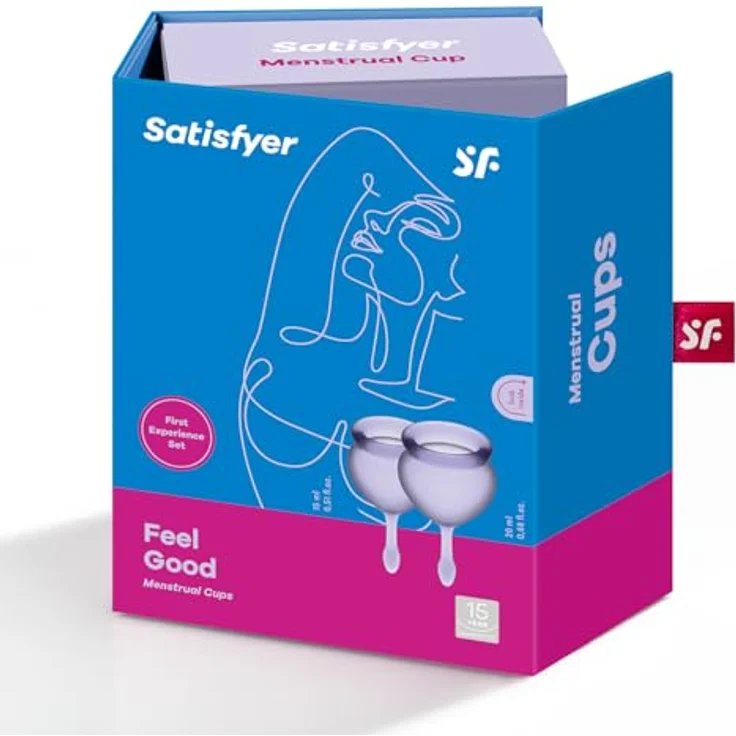 Satisfyer Feel good MENSTRUAL CUP, Menstruationstasse, hypoallergen, 2 Größen (15 ml & 20 ml), lila – Bild 6