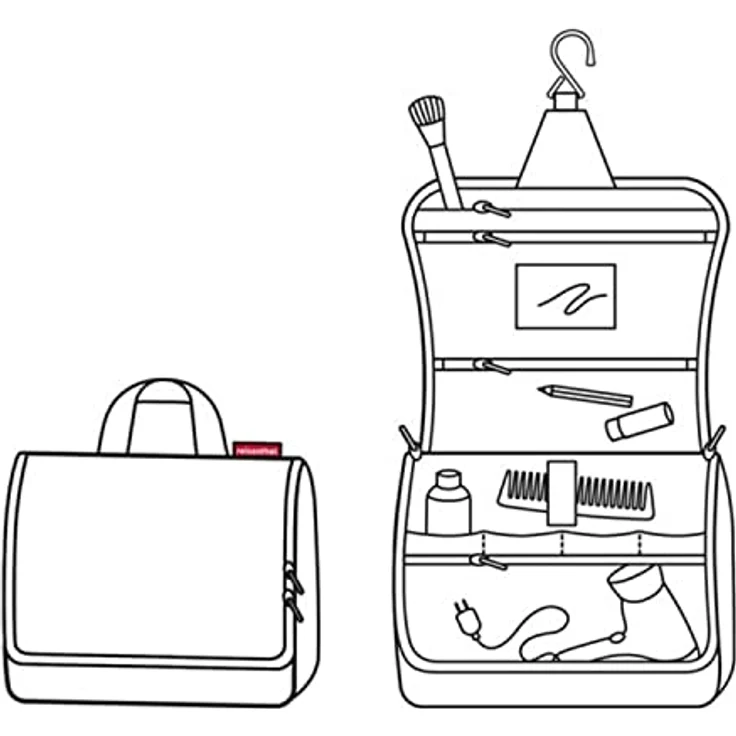 REISENTHEL® Kulturbeutel toiletbag XL, geräumige Waschtasche mit 1 Hauptfach, 4 Stecktaschen, Haken und Spiegel, reißfestes Polyester, blau – Bild 4