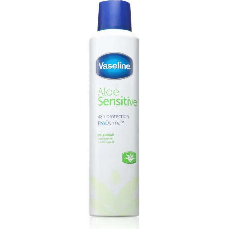 Vaseline Aloe Sensitive Antiperspirant Antitranspirant-Spray, alkoholfrei, 250 ml, für empfindliche Haut, langanhaltender Schutz