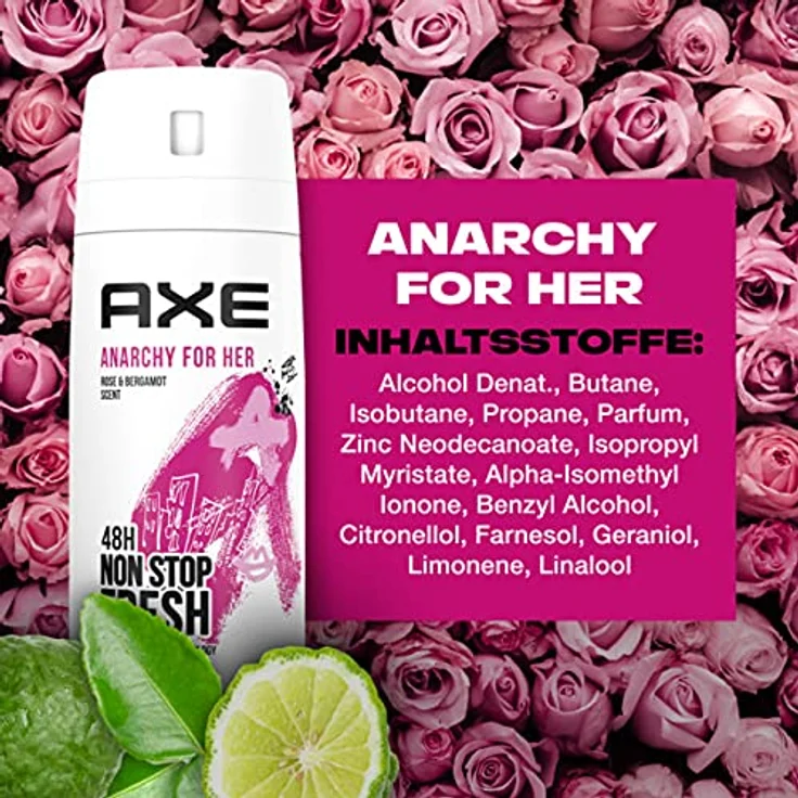 AXE Deo Anarchy for Her 6x 150ml, Deospray Bodyspray ohne Aluminiumsalze, Damen Frauen Women Deodorant, Frauendeo bekämpft geruchsbildende Bakterien und bindet unangenehme Gerüche (6 Produkte) – Bild 5