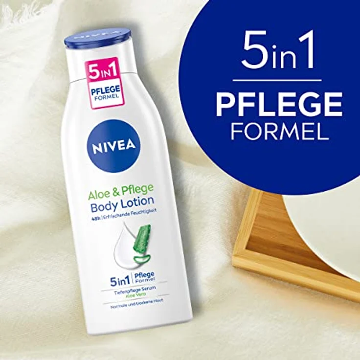 NIVEA Aloe & Pflege Body Lotion (400 ml), Körpercreme für trockene Haut mit 5in1 Pflege Formel und Tiefenpflege Serum, Hautcreme mit Aloe Vera natürlichen Ursprungs – Bild 3