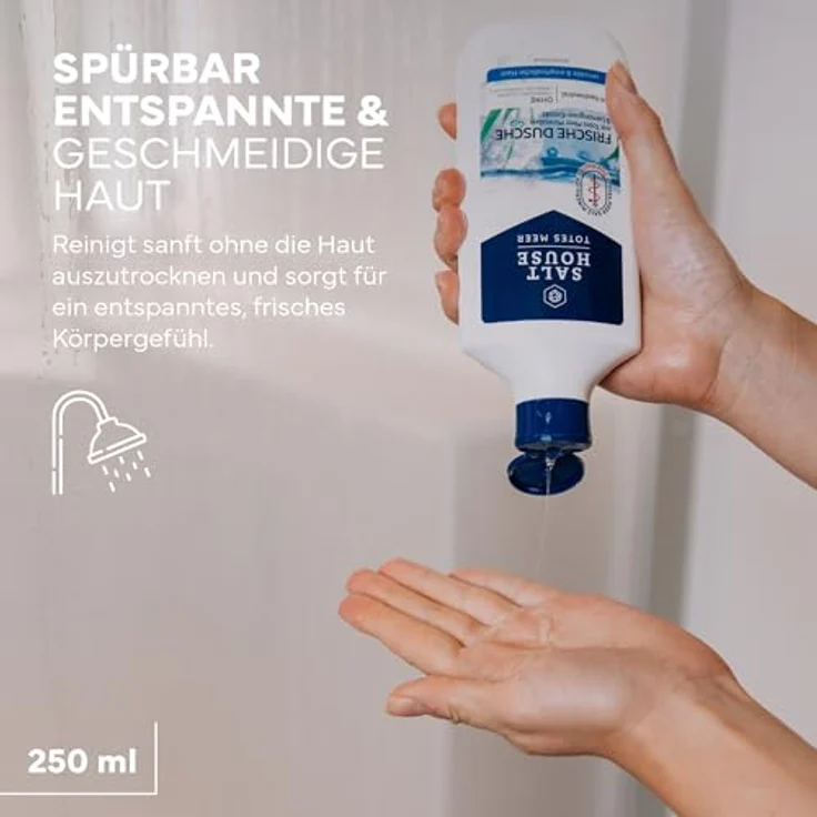 Salthouse Totes Meer Therapie Frische Dusche, Lemongrass-Duft, 250ml – Vitalisierende Duschpflege mit Totes Meer Salz, dermatologisch bestätigt für sensible Haut – Bild 5