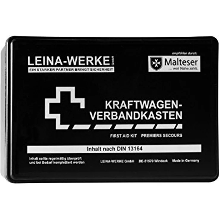 Leina-Werke 10002 KFZ-Verbandkasten Standard, Schwarz/Weiß
