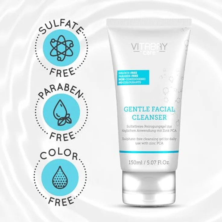Vitabay Gentle Facial Cleanser zur Gesichtsreinigung 150ml - Reinigungsgel für Gesicht mit Zink PCA - Anti Pickel Waschgel Gesicht - Face Wash Cleanser Gesicht - Gesichtsreiniger Gesichtsreinigungsgel – Bild 5