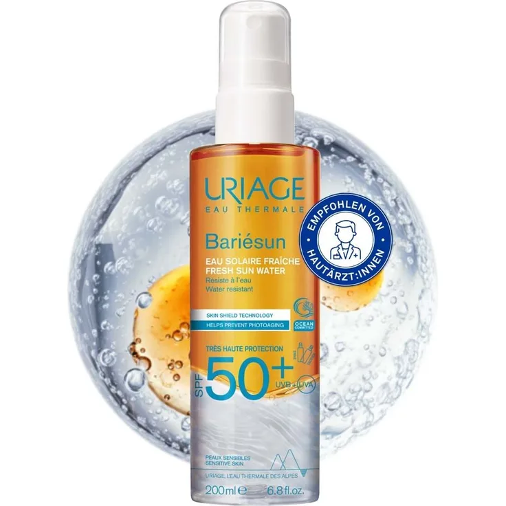 Uriage Bariesun Fresh Sun Water Spray SPF 50+, 200 ml, erfrischendes Sonnenschutzspray für empfindliche Haut
