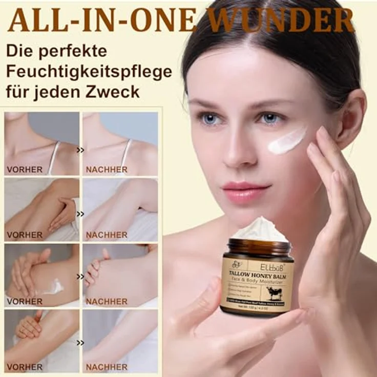 P-Beauty Cosmetic Accessories Tallow Honey Balm, 120g, Feuchtigkeitscreme für Gesicht und Körper, 100% natürliche Inhaltsstoffe, täglich einsetzbar – Bild 8
