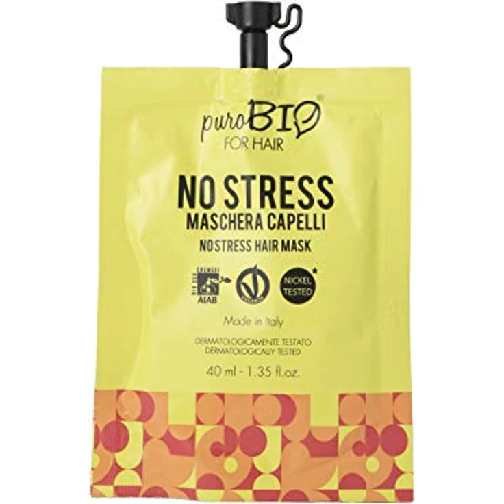 PUROBIO Haarmaske No Stress, Pflege für alle Haartypen mit Weißer Weide und Johannisbeere, 40 ml – Bild 1