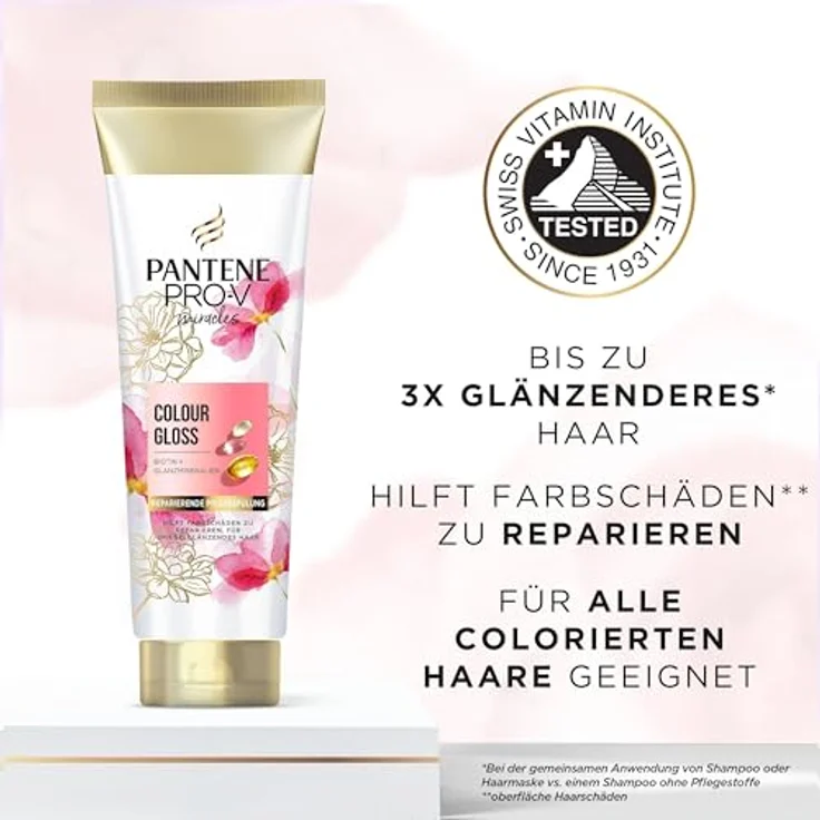 Pantene Pro-V Colour Gloss Biotin Pflegespülung 160ml für Gefärbtes Haar mit Glanzmineralien, Repariert Farbschäden, Spiegelglänzendes Haar ab der Ersten Anwendung – Bild 4