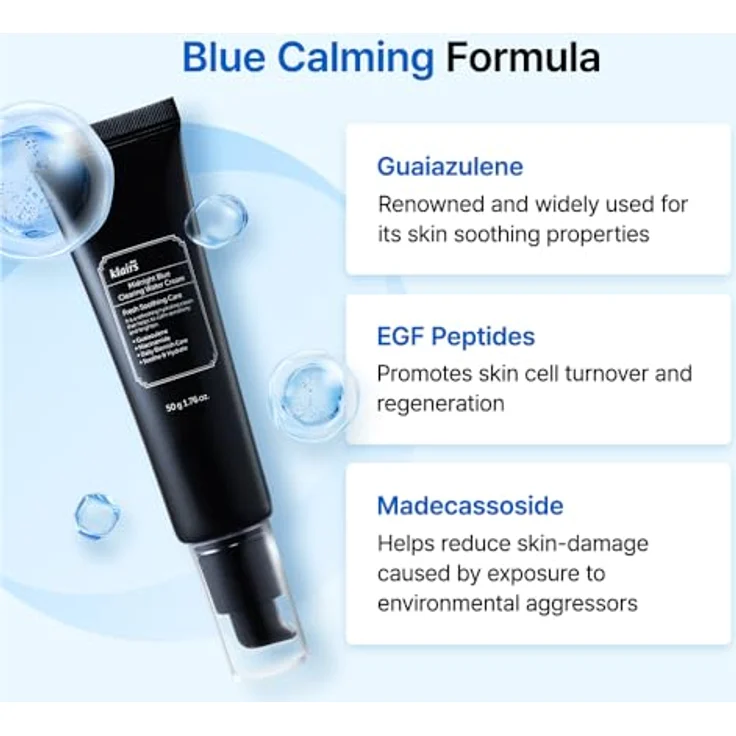 Klairs Midnight Blue Clearing Water Cream, leichte feuchtigkeitsspendende Gesichtscreme mit Niacinamid und Hyaluronsäure, 50 g – Bild 3