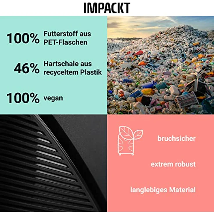 IMPACKT IP1 Handgepäck Kosmetikkoffer aus recyceltem Material mit 6 Jahren Garantie; nachhaltiges Beautycase mit Aufsteckfunktion; 40 cm, 1,5 kg, 22 Liter – Bild 4