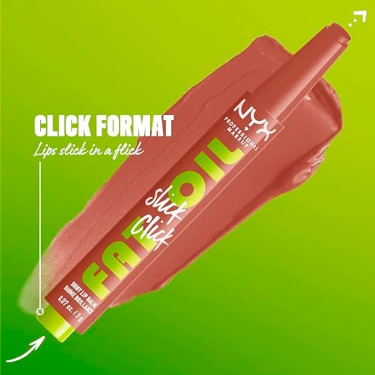 NYX Professional Makeup Fat Oil Slick Click, tönender Lippenbalsam mit hochglänzender Pflege, Farbton Verified, 2 g – Bild 4