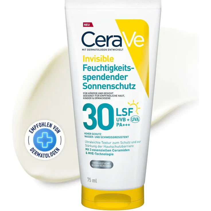 CeraVe Sonnenschutz Lotion für den Körper, feuchtigkeitsspendend mit SPF 30, 75 ml, 24h Feuchtigkeitsschutz