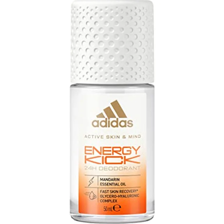 adidas Energy Kick Roll Deo Roll-On für sie, mit Mandarinenöl und 24 Stunden Frische mit hautfreundlicher Formel, 50 ml