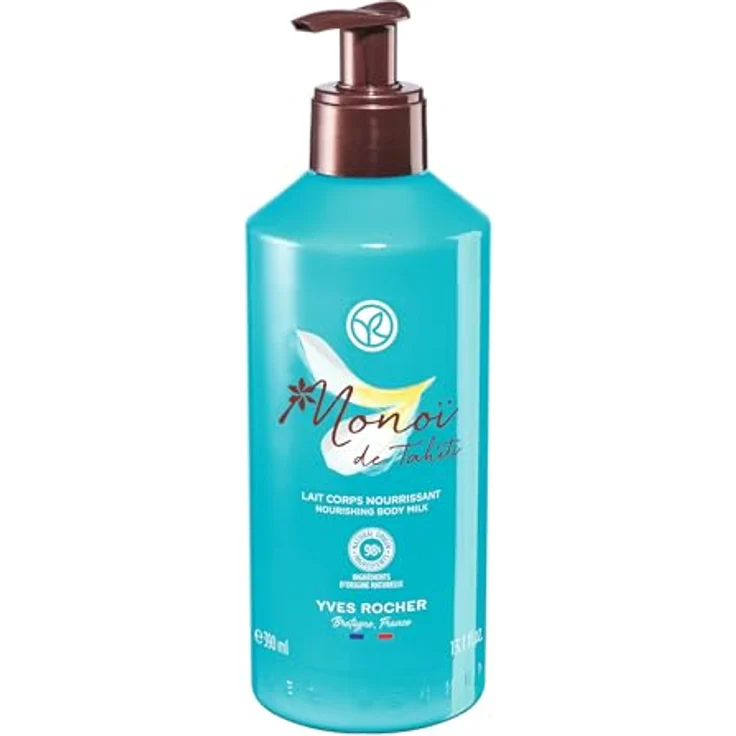 Yves Rocher Monoï Body Milk 390 ml | Intensive feuchtigkeitsspendende Körperlotion 24 Stunden für alle Hauttypen, Sonnenduft – Bild 1