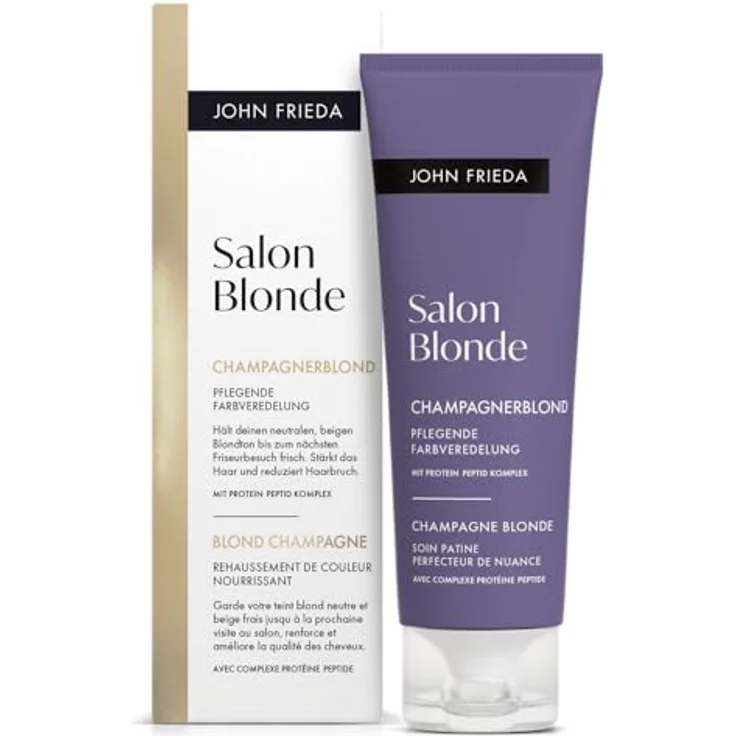 John Frieda Salon Blonde Champagnerblond, Farbveredelung ohne Ammoniak und Peroxid, 120 ml, für strahlenden Glanz und widerstandsfähiges Haar – Bild 1