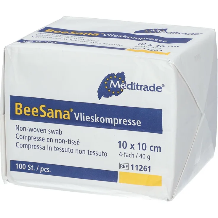 Meditrade Vlieskompressen unsteril 10x10 cm, 4-fach, 40g, 100 Stück, Verbandsmaterial