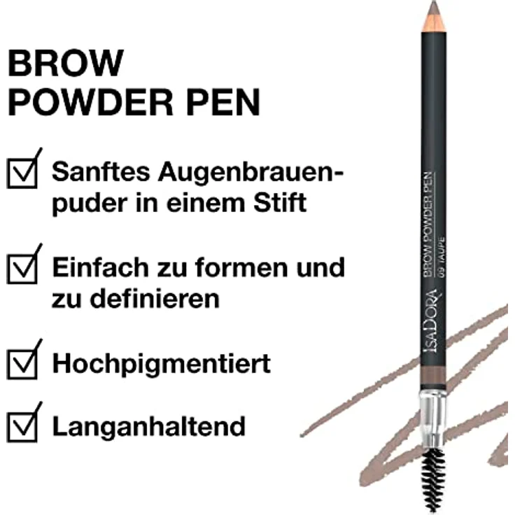 IsaDora Brow Powder Pen, Augenbrauenstift mit pudriger Textur, 1,1 g, Farbe TAUPE – Bild 2