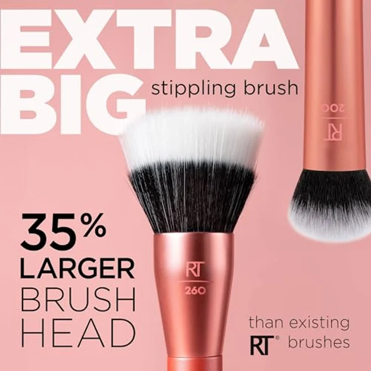 Real Techniques Extra Big Stippling Brush RT 260, veganer Make-up-Pinsel für präzises Wangen-Make-up – Bild 3
