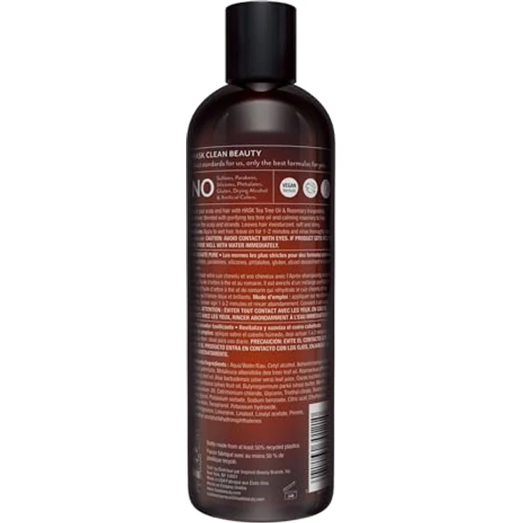 HASK Revitalisierender Conditioner mit Teebaumöl, kräftigend für alle Haartypen, farbsicher, tierversuchsfrei, 355 ml – Bild 3