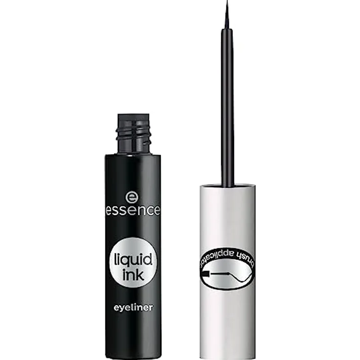 essence liquid ink eyeliner, Nr. 01, Schwarz, definierend, vegan, ohne Mikroplastikpartikel, ohne Parfüm, ohne Parabene, 1er Pack (3ml)