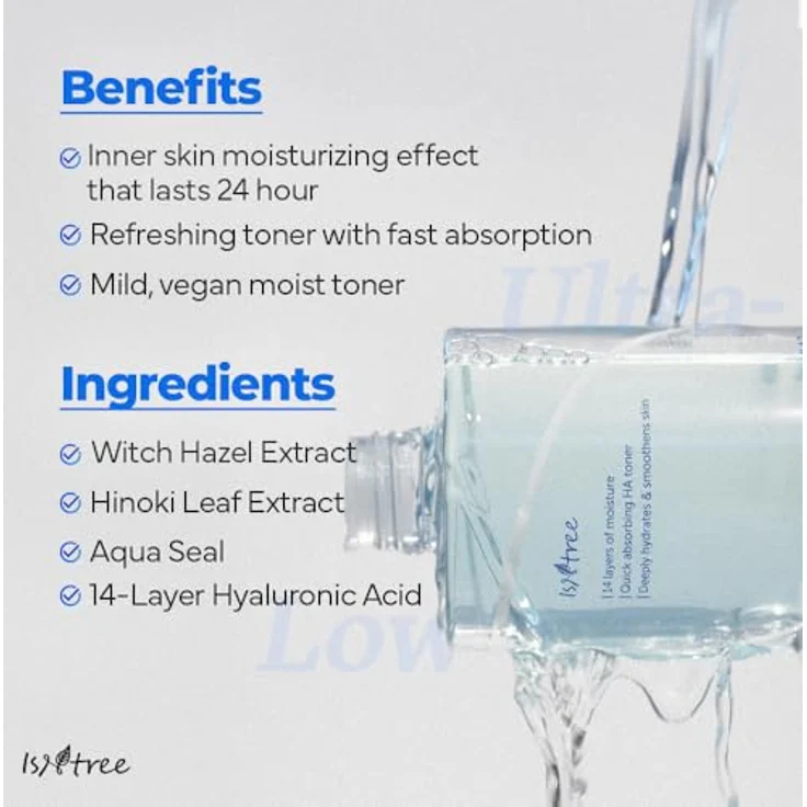 ISNTREE Ultra-Low Molecular Hyaluronic Acid Toner, Gesichtswasser mit feuchtigkeitsspendender Wirkung, 300 ml – Bild 3