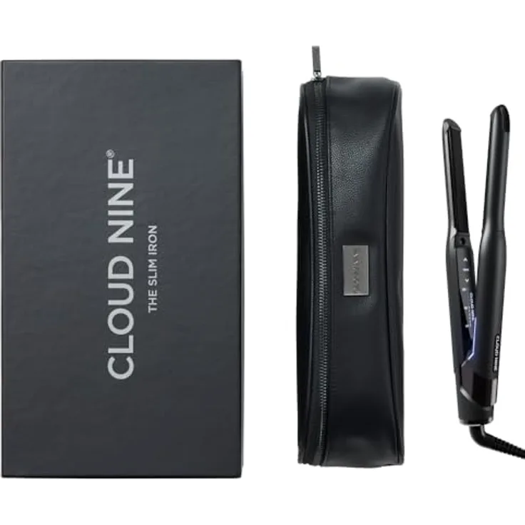 Cloud Nine The Slim Iron, Glätteisen Schwarz mit schmalen Sericite-Platten, Revive Mode & 11 Temperatureinstellungen (100–200 °C) für präzises Styling von kurzem Haar & Pony