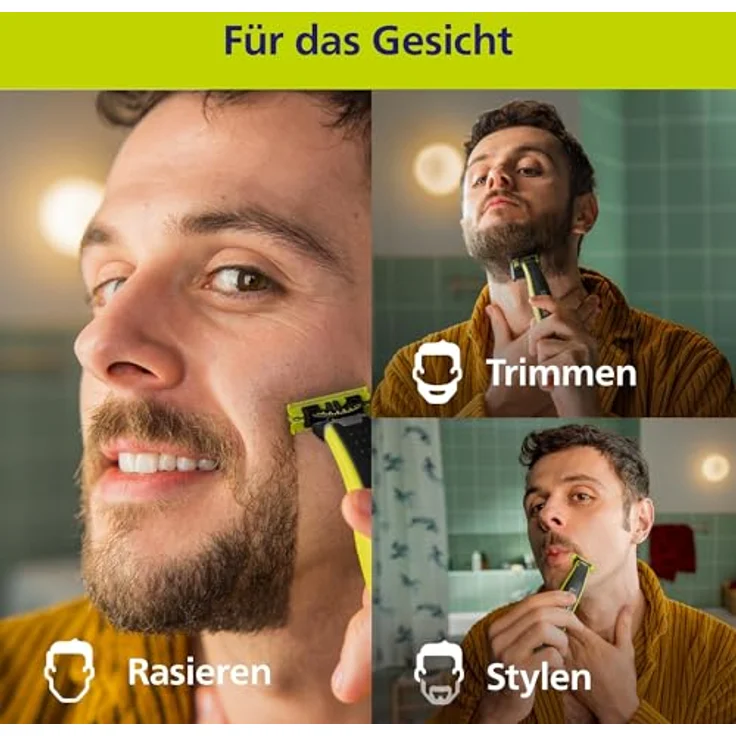Philips OneBlade 360 Face Elektrischer Bartschneider Rasierer 2x 360 Klingen 3x, USB wasserfest – Bild 4